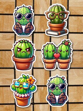 Cactus Succulent Sticker Pack of 12 Vinyl Stickers Waterproof Sticker Set
